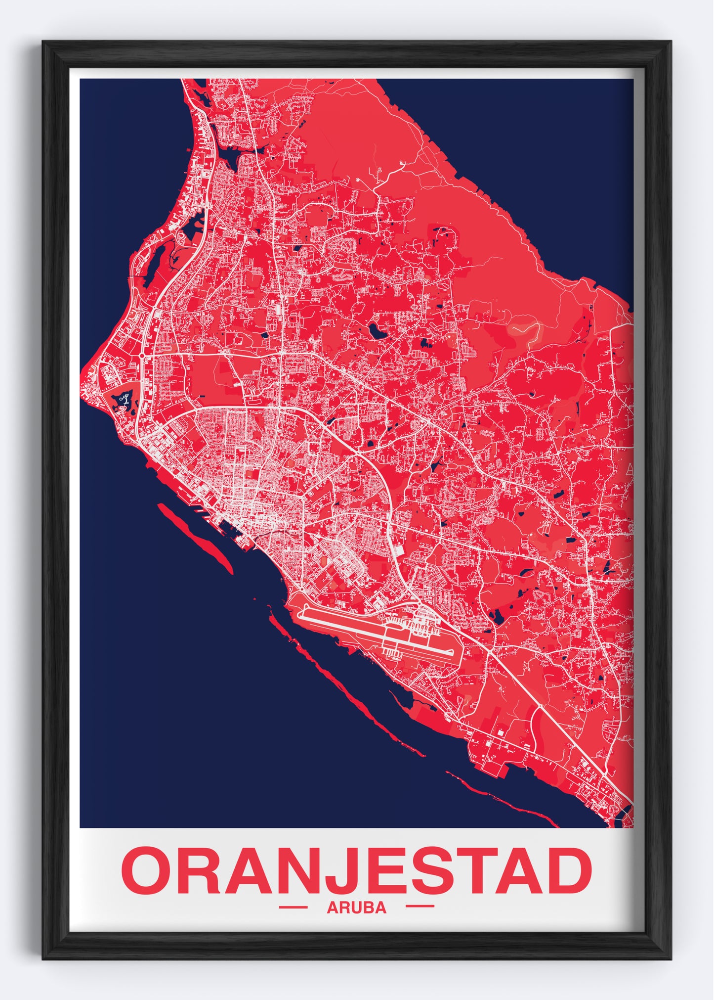 Aruba - Oranjestad Map Art Wall Print