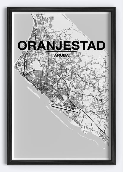 Aruba - Oranjestad Map Art Wall Print