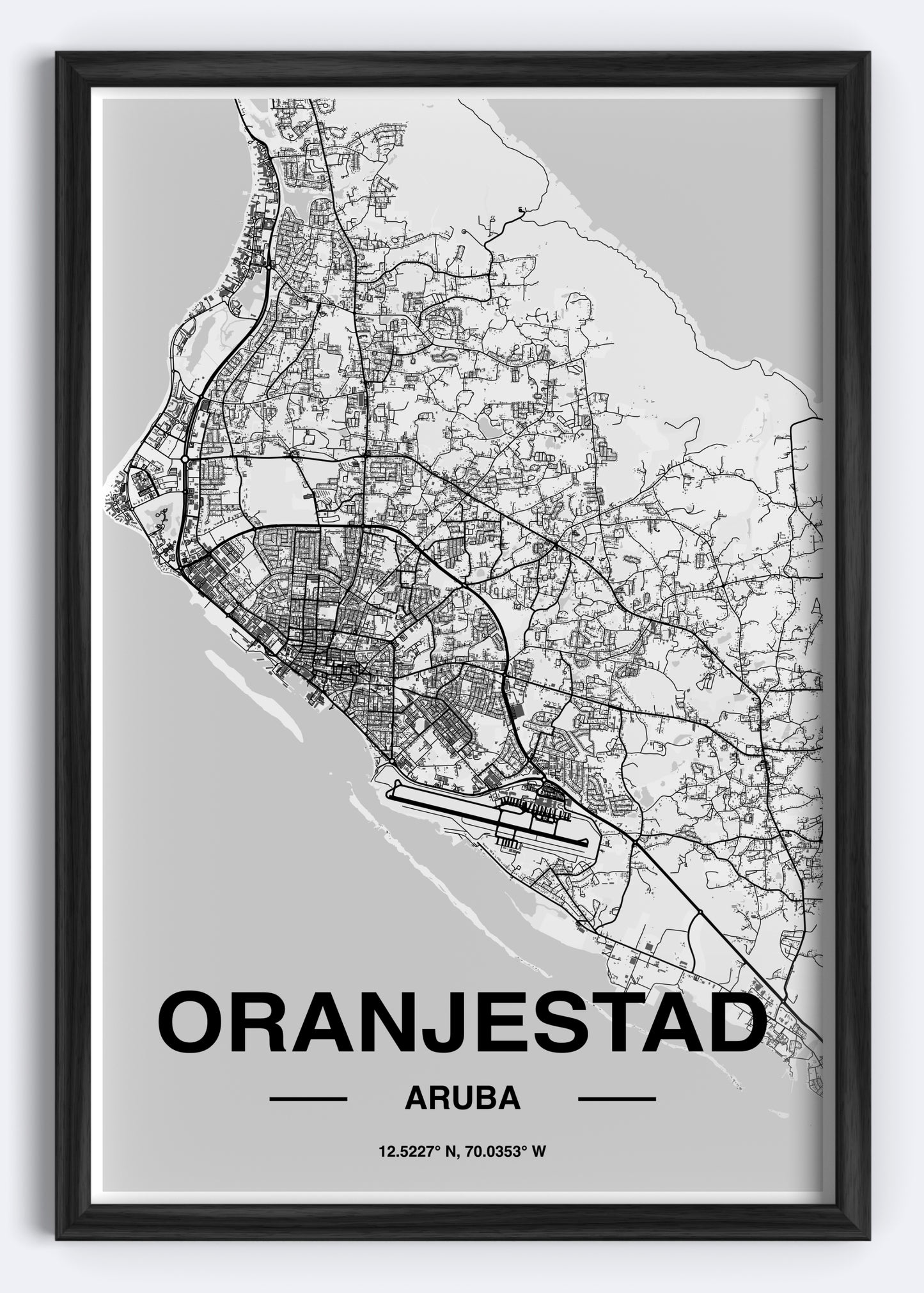 Aruba - Oranjestad Map Art Wall Print