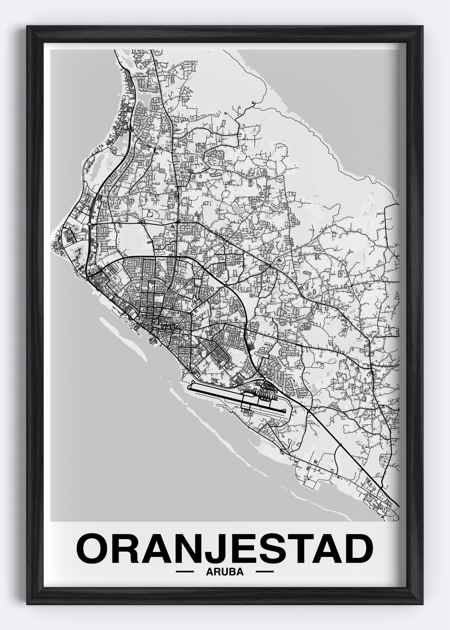 Aruba - Oranjestad Map Art Wall Print