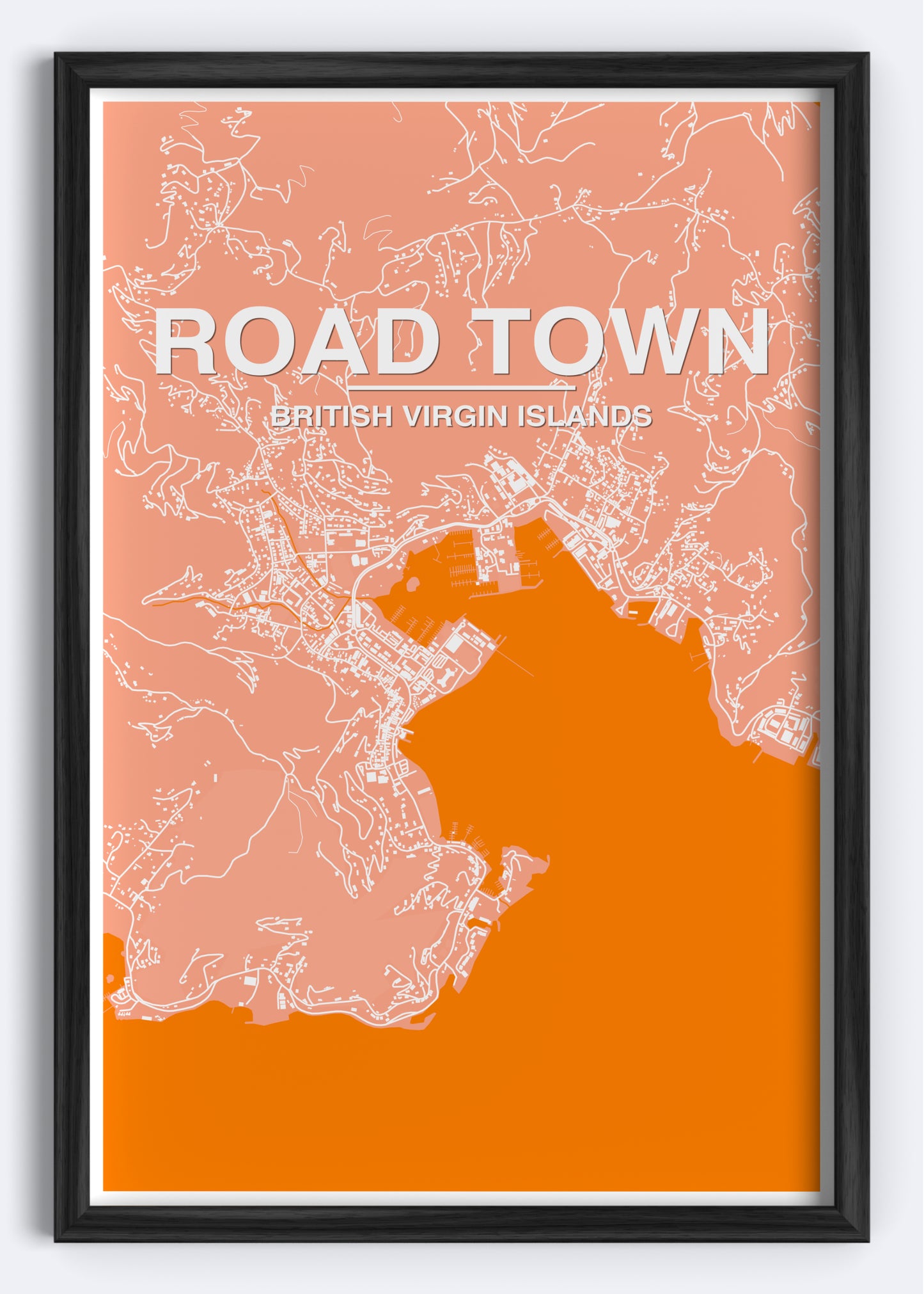 British Virgin Islands - Road Town Map Art Wall Print