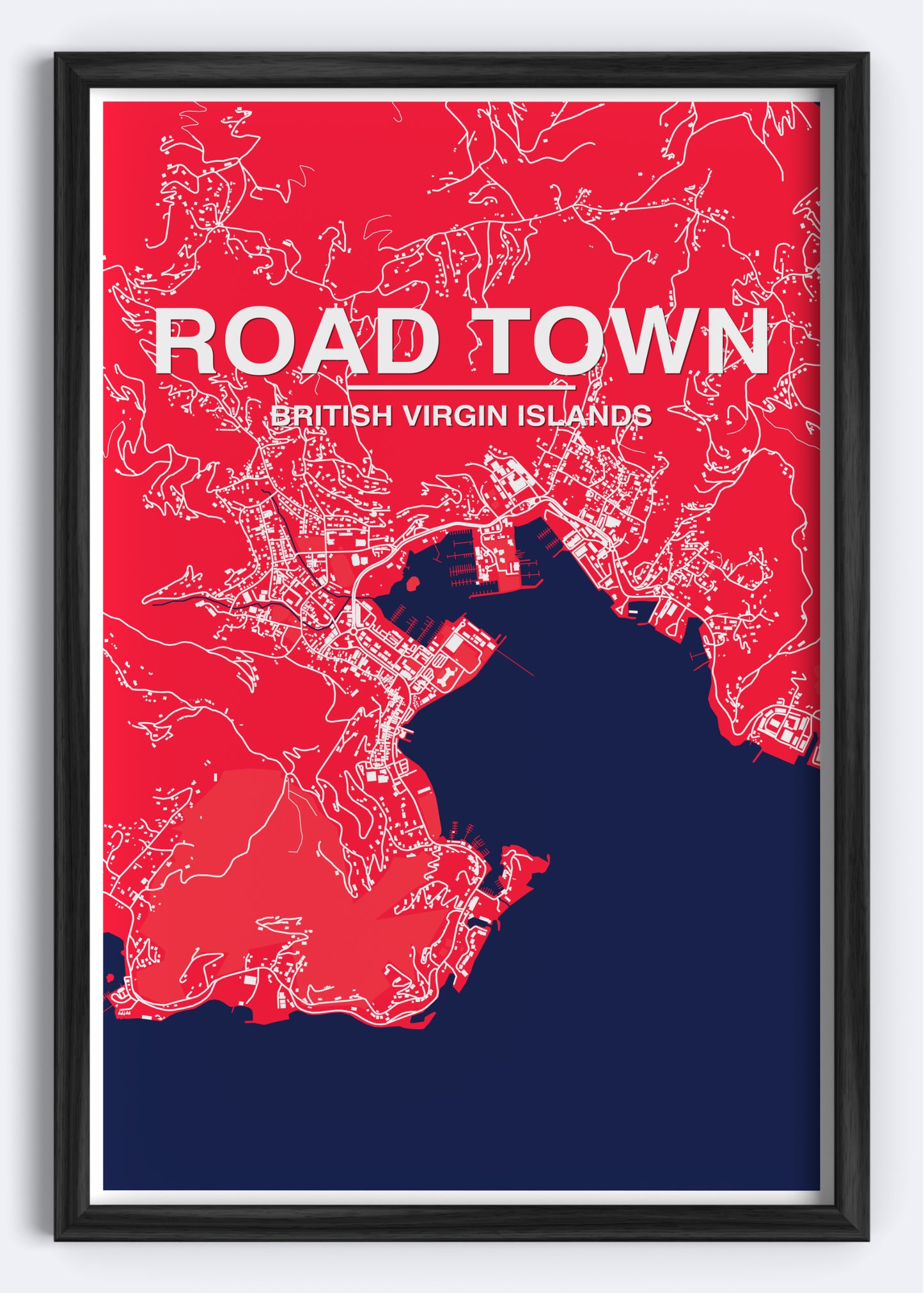 British Virgin Islands - Road Town Map Art Wall Print