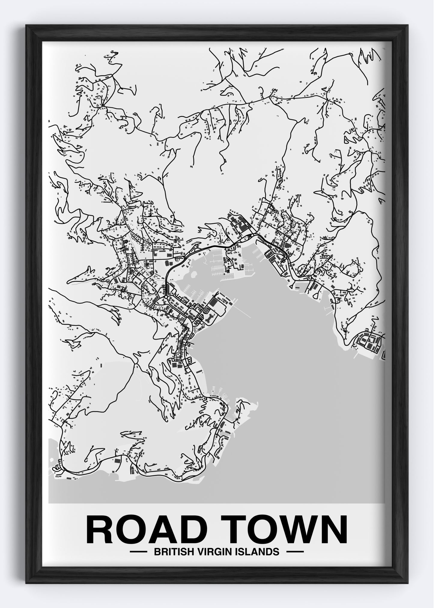 British Virgin Islands - Road Town Map Art Wall Print