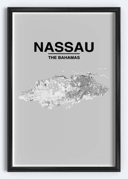 The Bahamas - Nassau Map Art Wall Print