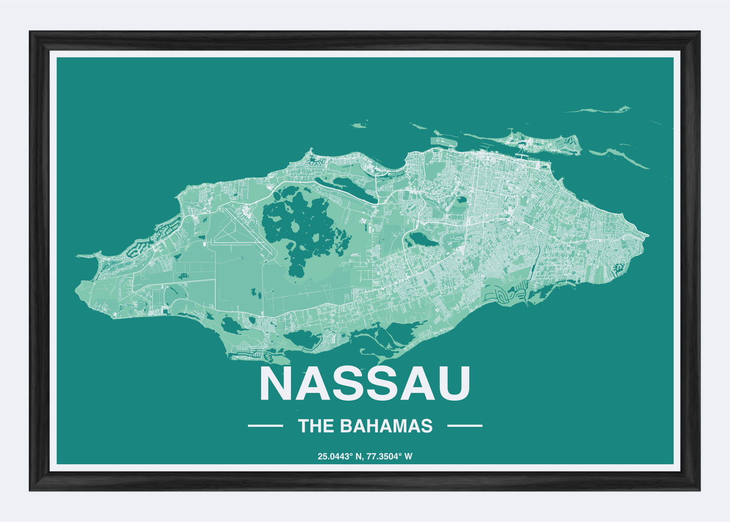 The Bahamas - Nassau Map Art Wall Print