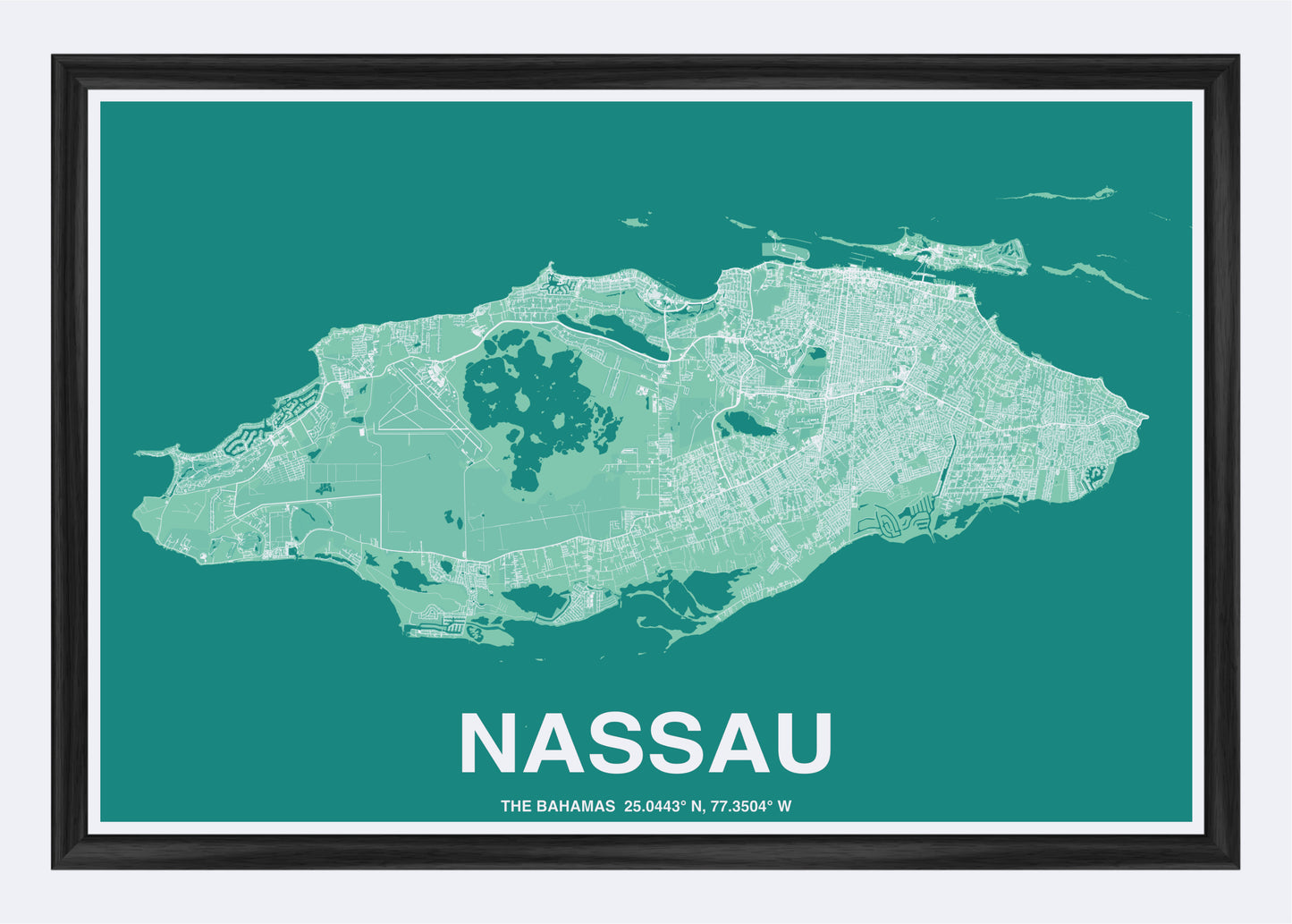 The Bahamas - Nassau Map Art Wall Print