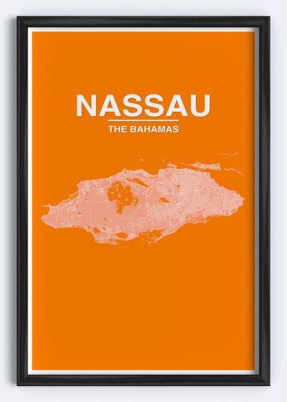 The Bahamas - Nassau Map Art Wall Print