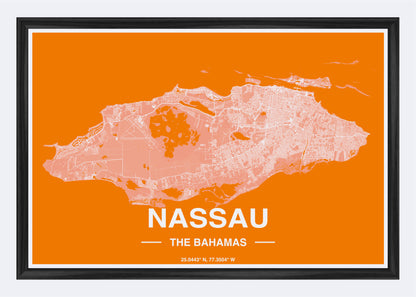 The Bahamas - Nassau Map Art Wall Print