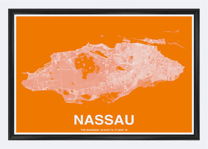 The Bahamas - Nassau Map Art Wall Print