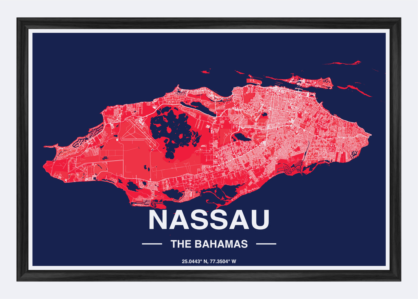 The Bahamas - Nassau Map Art Wall Print