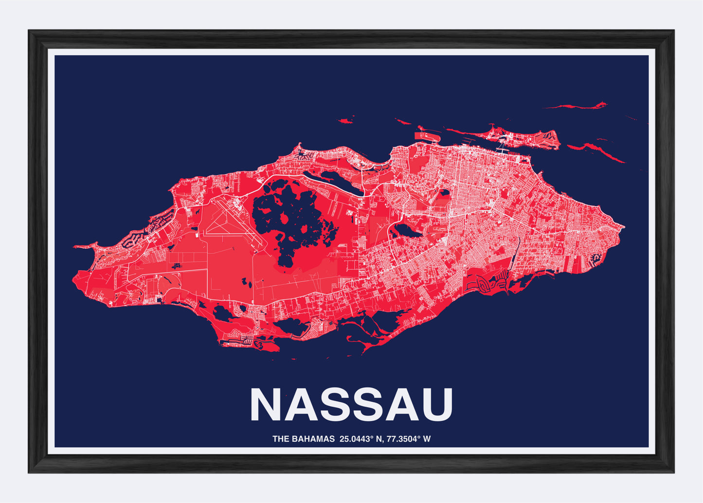 The Bahamas - Nassau Map Art Wall Print