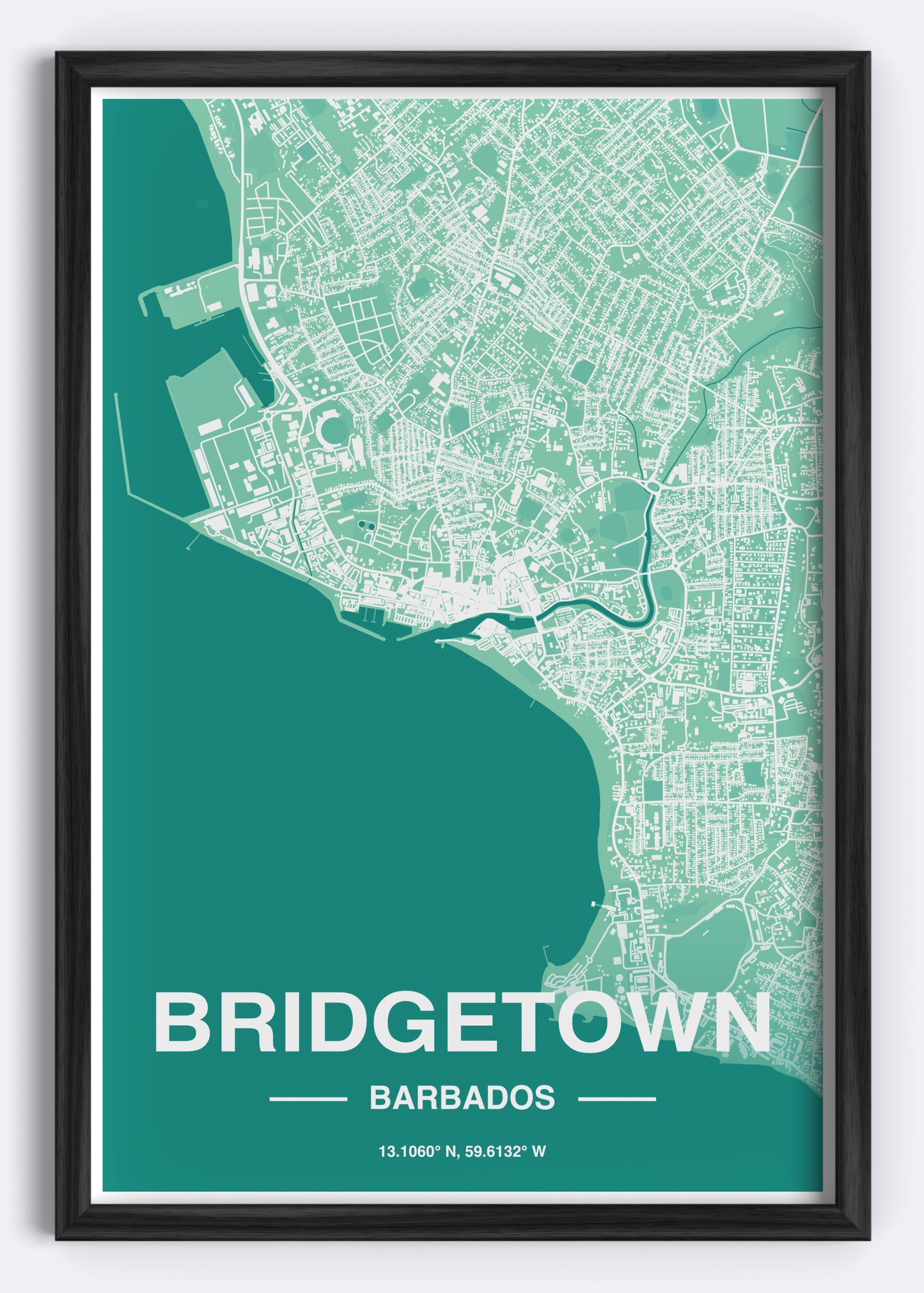 Barbados - Bridgetown Map Art Wall Print