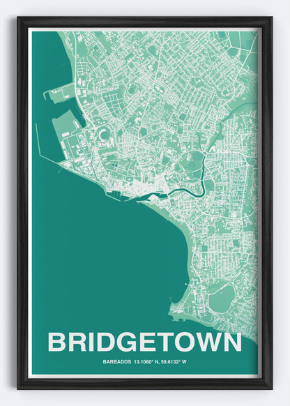 Barbados - Bridgetown Map Art Wall Print