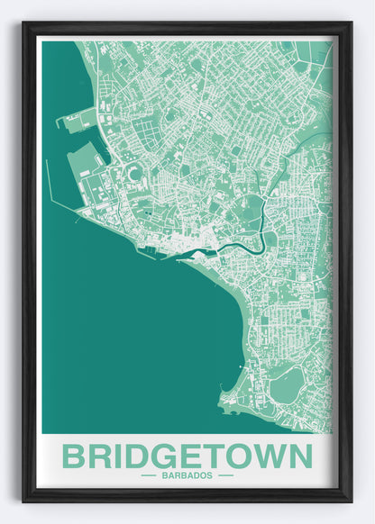 Barbados - Bridgetown Map Art Wall Print