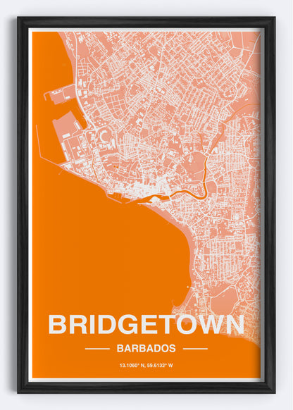 Barbados - Bridgetown Map Art Wall Print