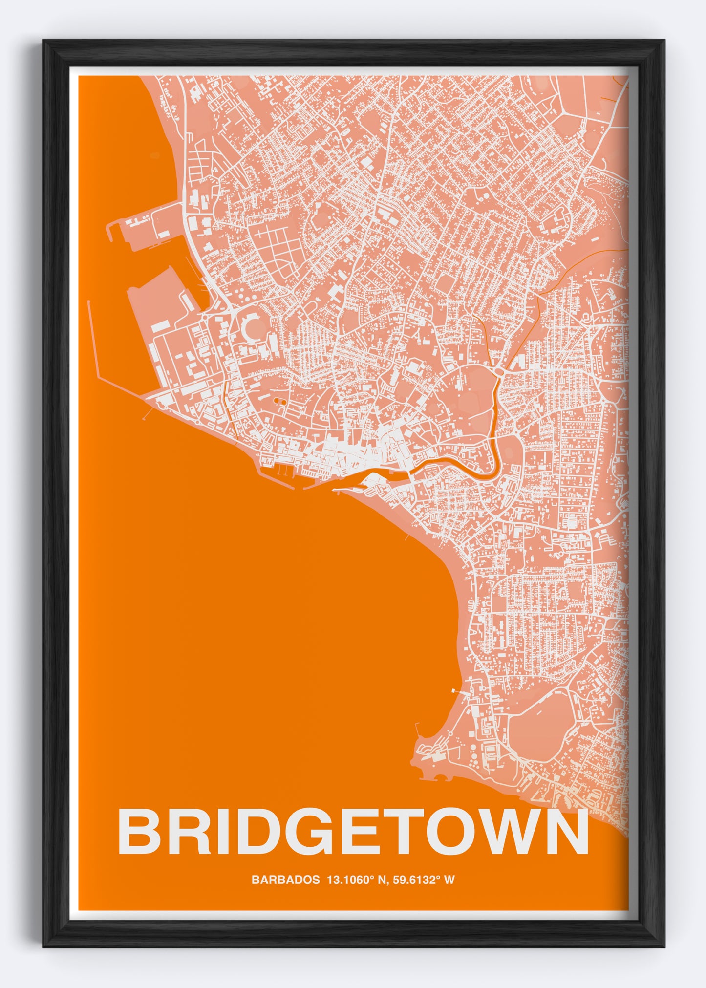 Barbados - Bridgetown Map Art Wall Print