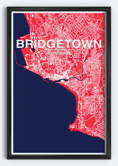 Barbados - Bridgetown Map Art Wall Print