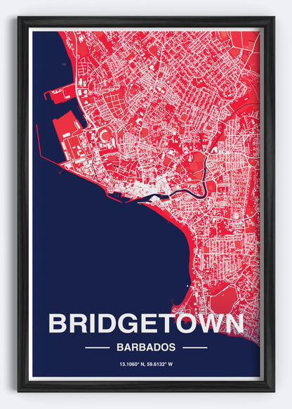 Barbados - Bridgetown Map Art Wall Print