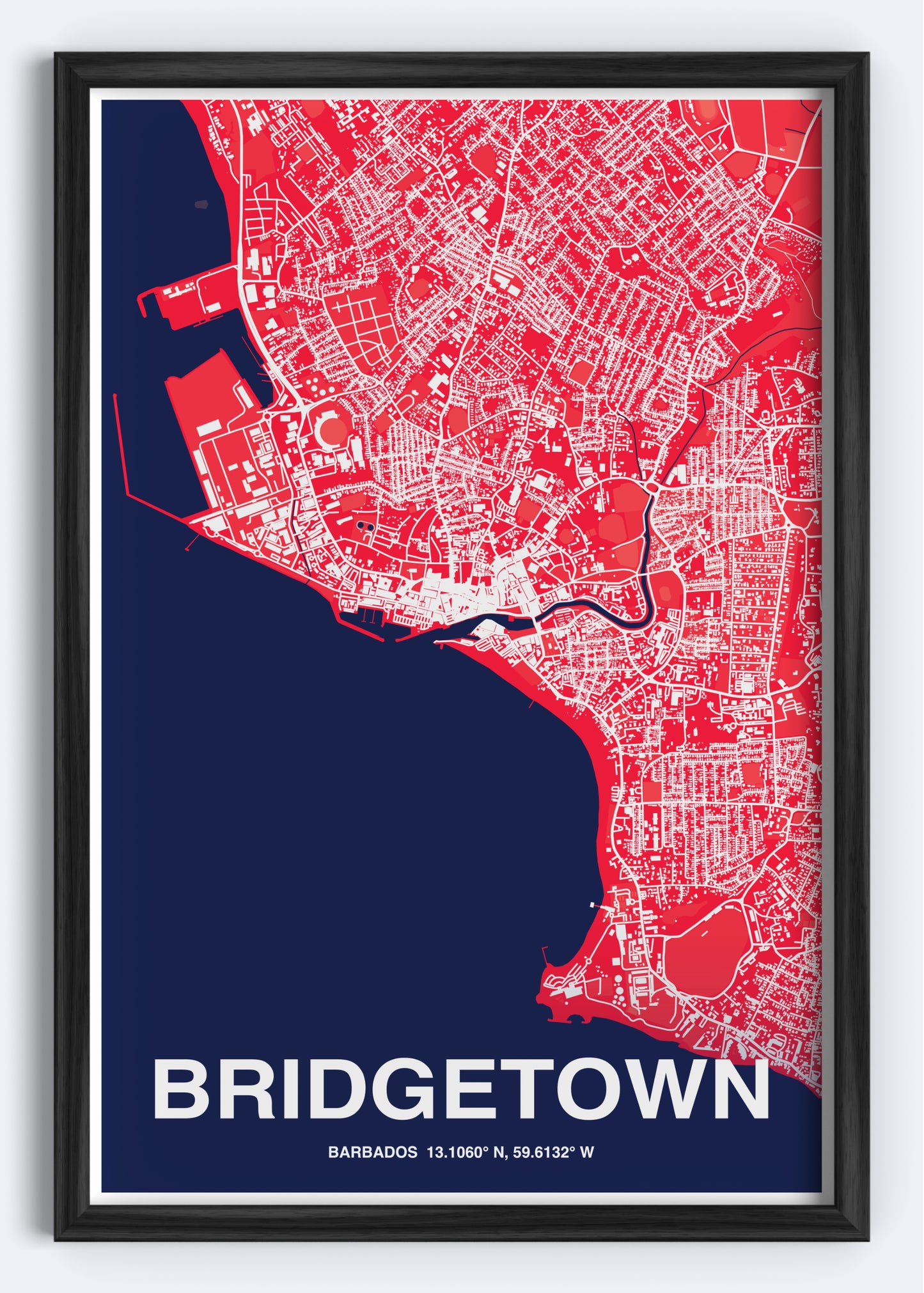 Barbados - Bridgetown Map Art Wall Print