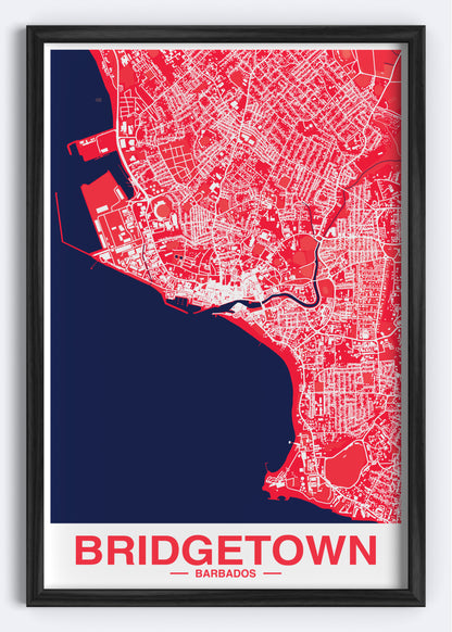 Barbados - Bridgetown Map Art Wall Print