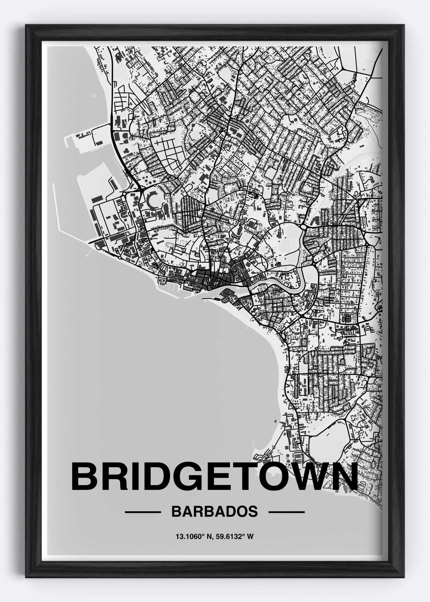 Barbados - Bridgetown Map Art Wall Print