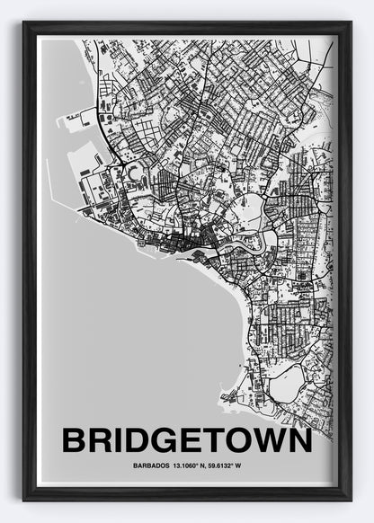 Barbados - Bridgetown Map Art Wall Print