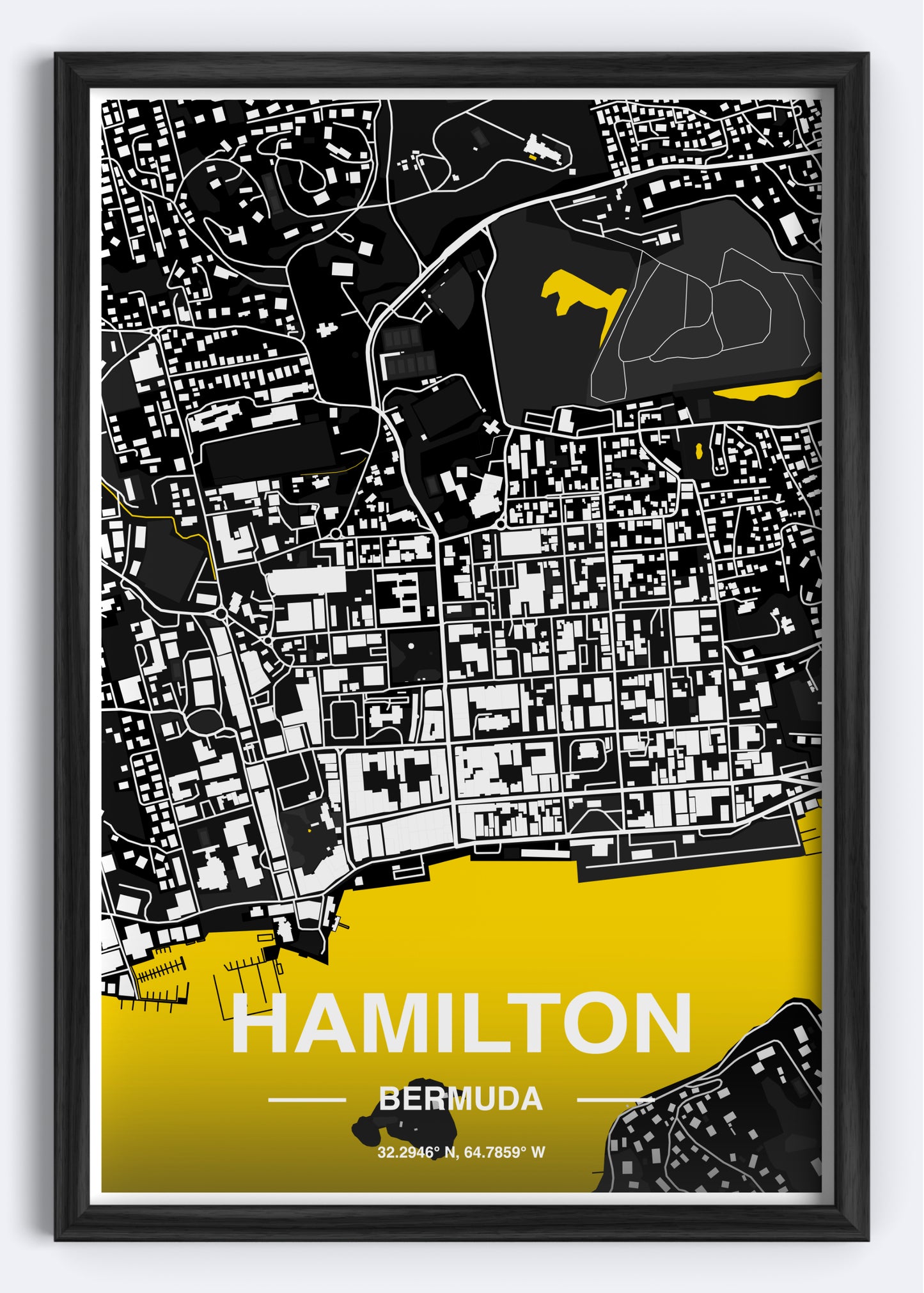 Bermuda - Hamilton Map Art Wall Print