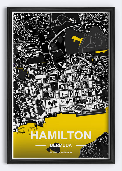 Bermuda - Hamilton Map Art Wall Print