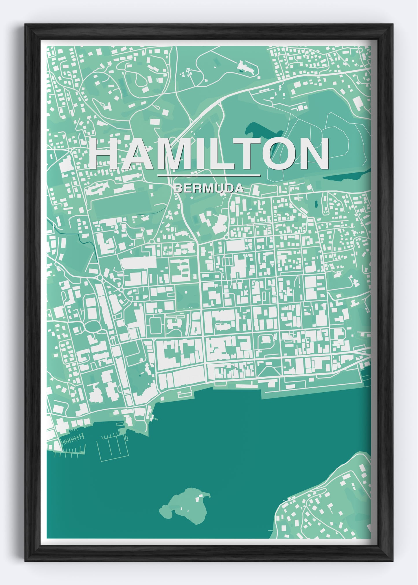 Bermuda - Hamilton Map Art Wall Print