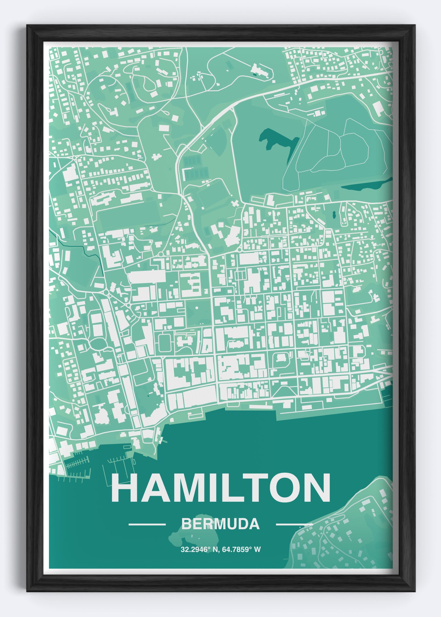 Bermuda - Hamilton Map Art Wall Print