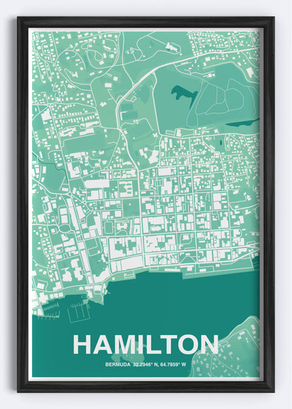 Bermuda - Hamilton Map Art Wall Print