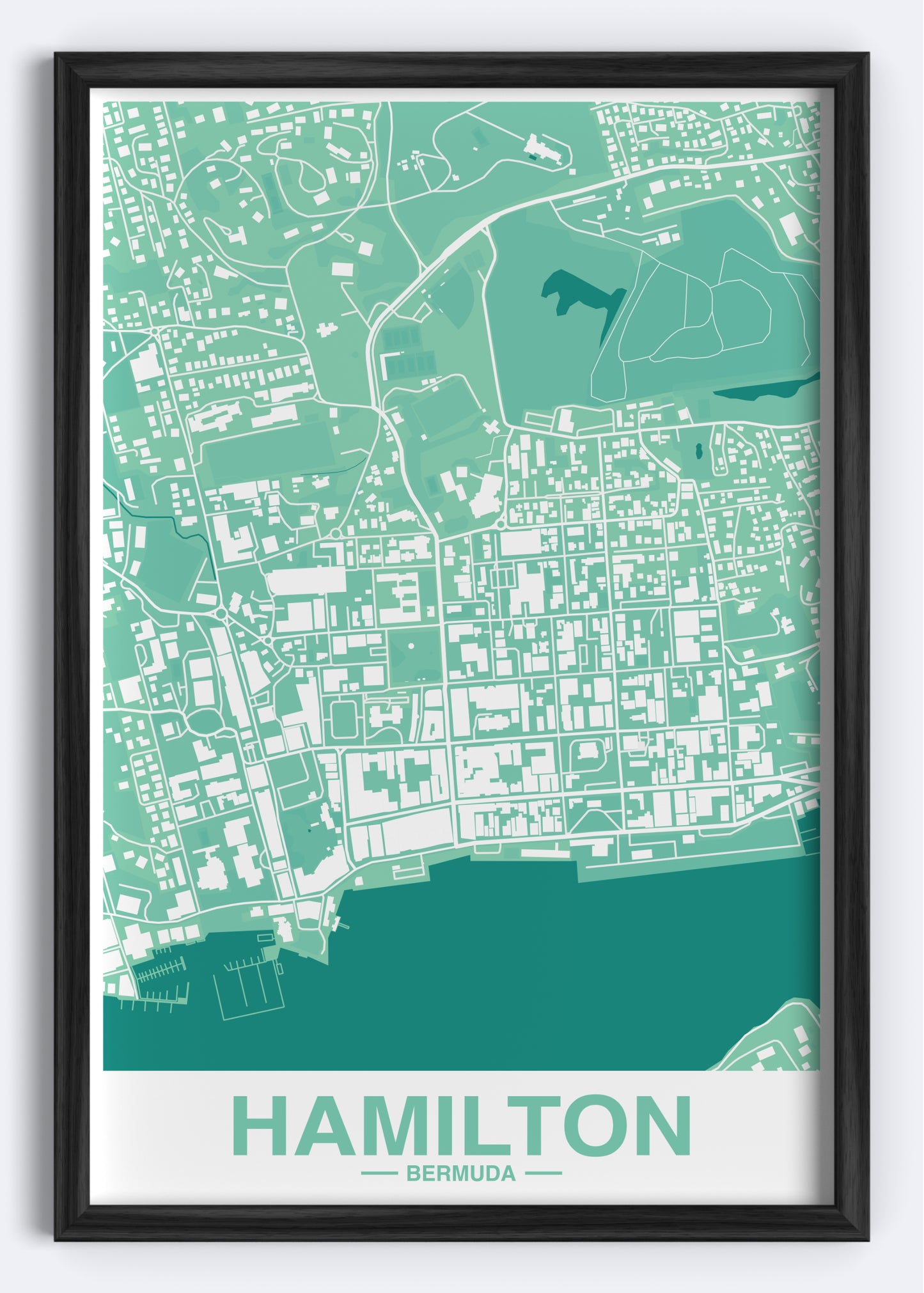 Bermuda - Hamilton Map Art Wall Print