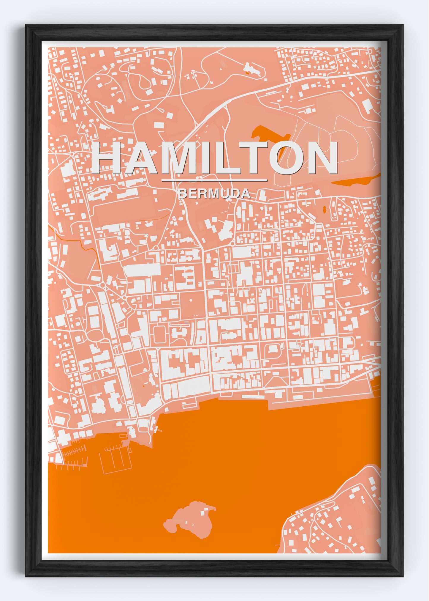 Bermuda - Hamilton Map Art Wall Print