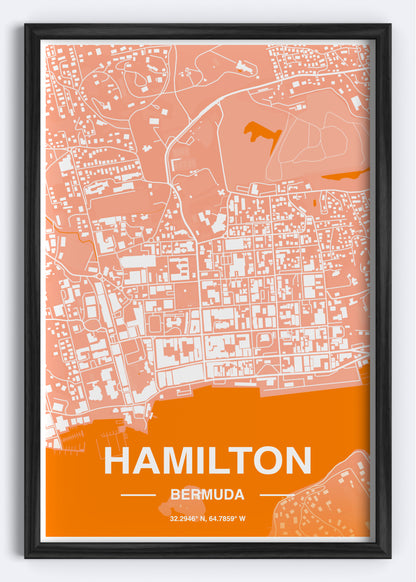 Bermuda - Hamilton Map Art Wall Print