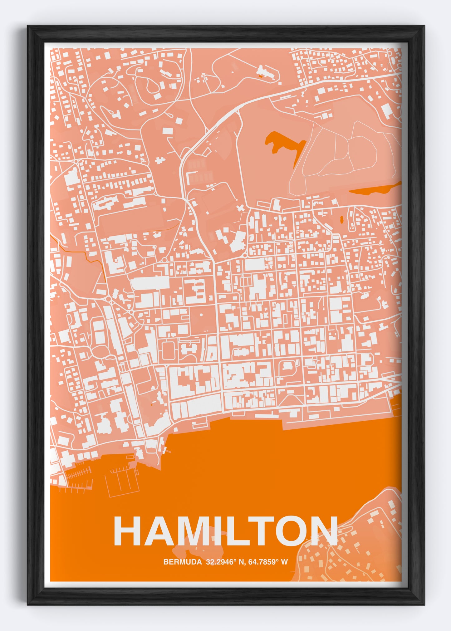 Bermuda - Hamilton Map Art Wall Print