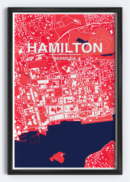 Bermuda - Hamilton Map Art Wall Print