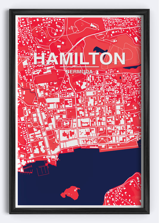 Bermuda - Hamilton Map Art Wall Print