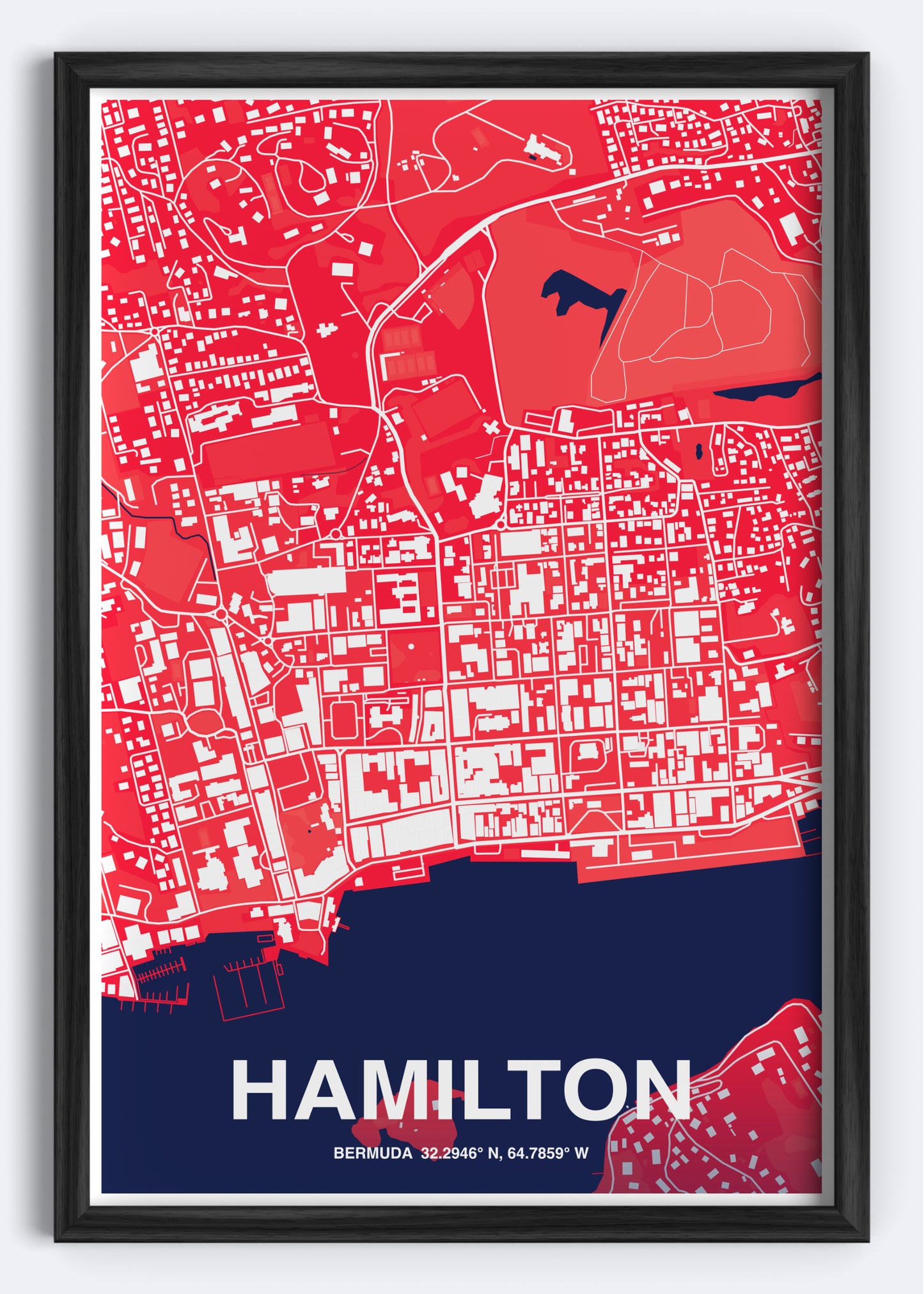 Bermuda - Hamilton Map Art Wall Print