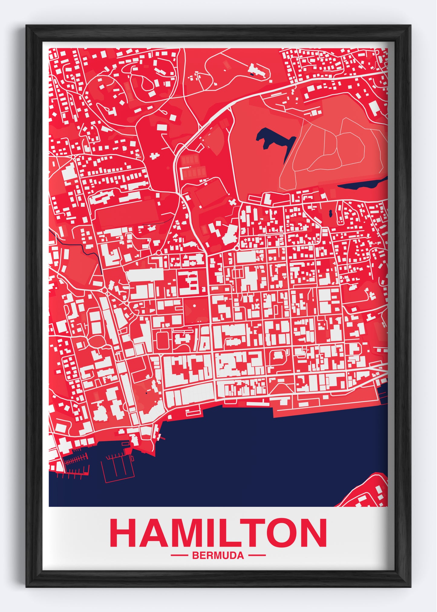 Bermuda - Hamilton Map Art Wall Print