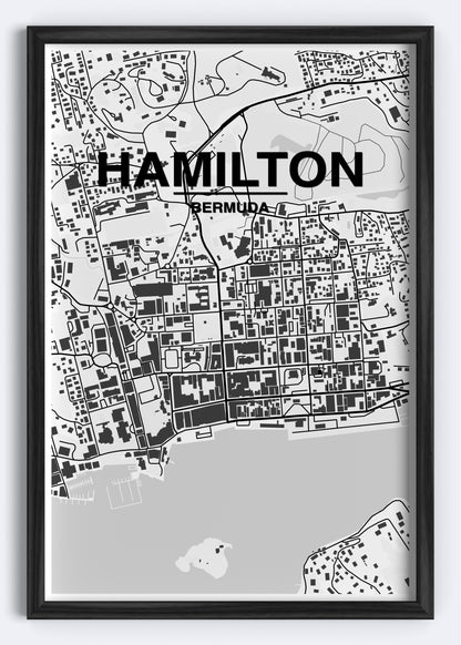 Bermuda - Hamilton Map Art Wall Print