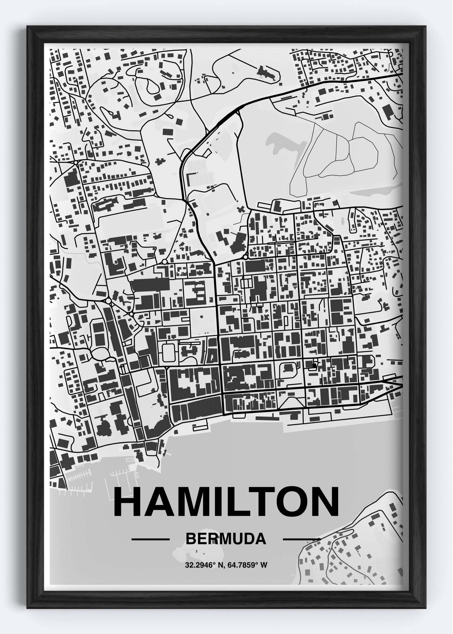 Bermuda - Hamilton Map Art Wall Print