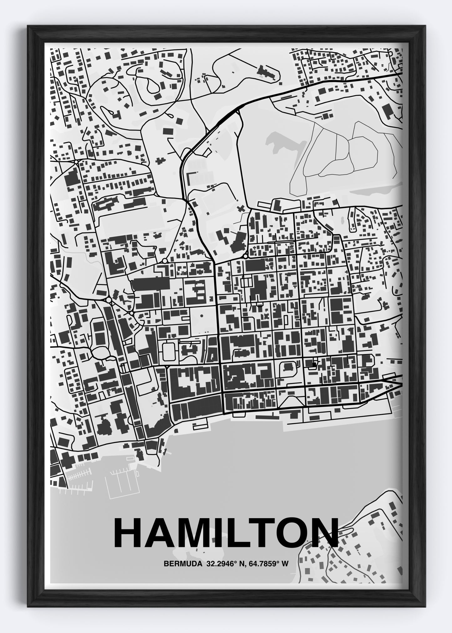 Bermuda - Hamilton Map Art Wall Print