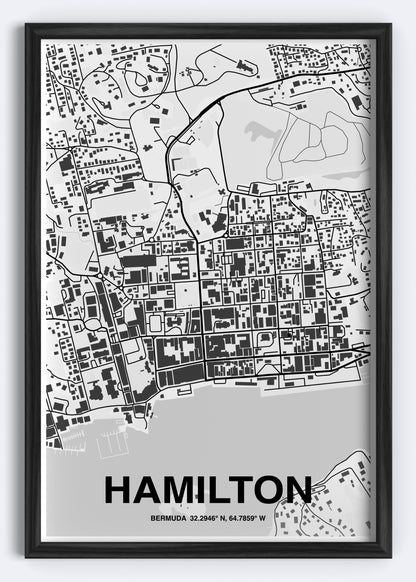 Bermuda - Hamilton Map Art Wall Print