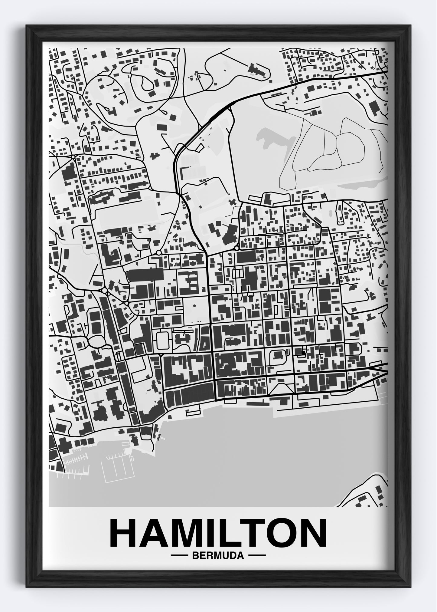 Bermuda - Hamilton Map Art Wall Print