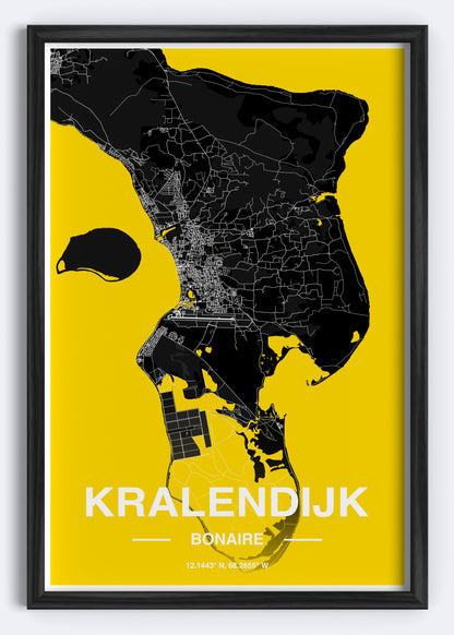 Bonaire - Kranlendijk Map Art Wall Print