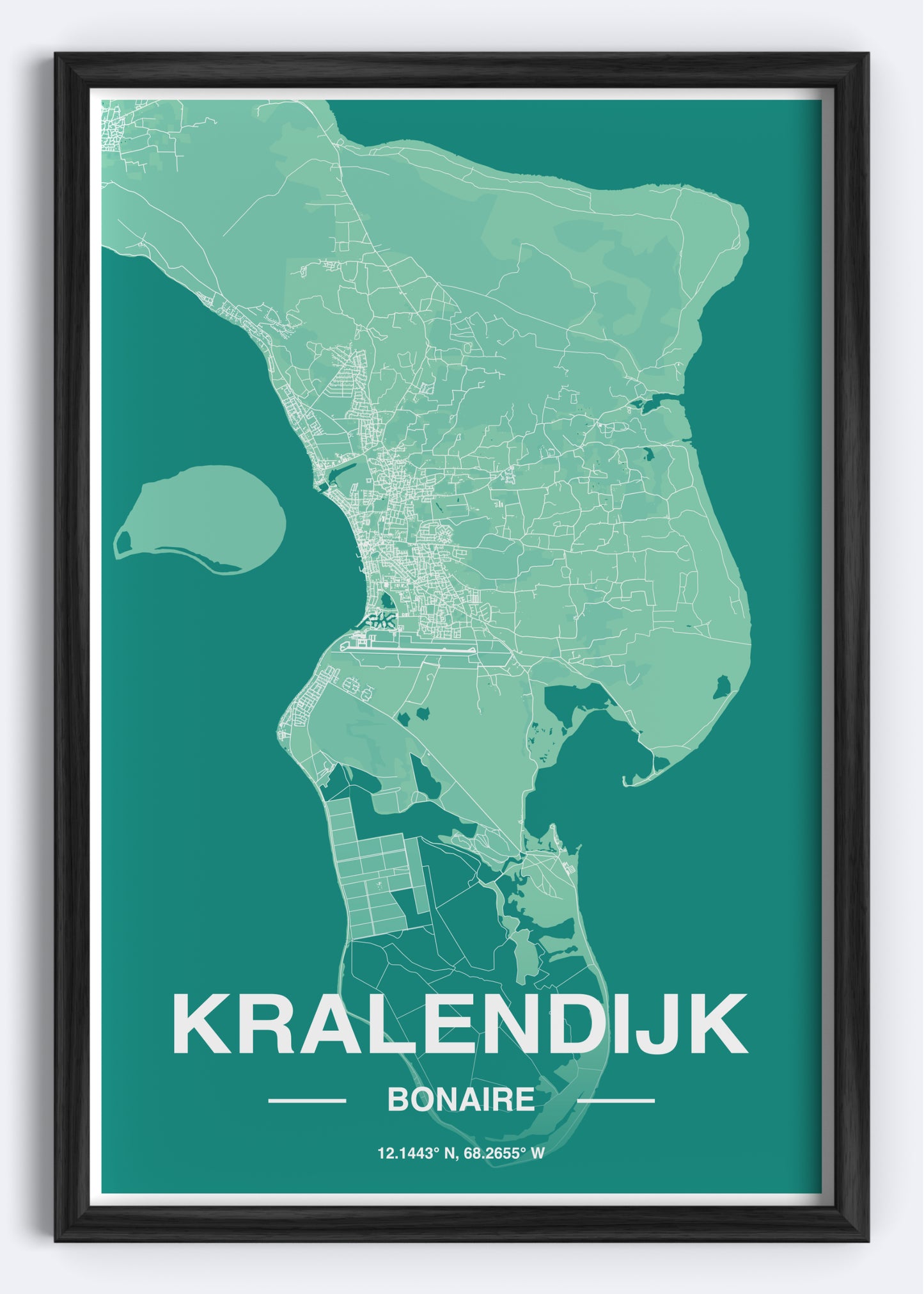 Bonaire - Kranlendijk Map Art Wall Print