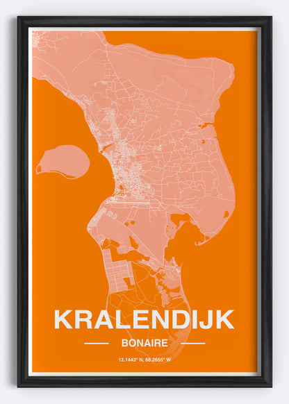 Bonaire - Kranlendijk Map Art Wall Print