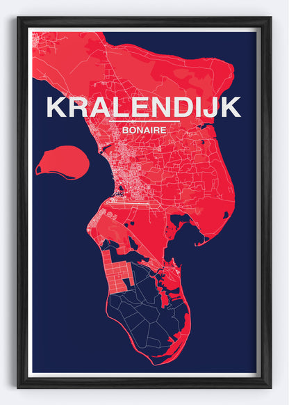 Bonaire - Kranlendijk Map Art Wall Print