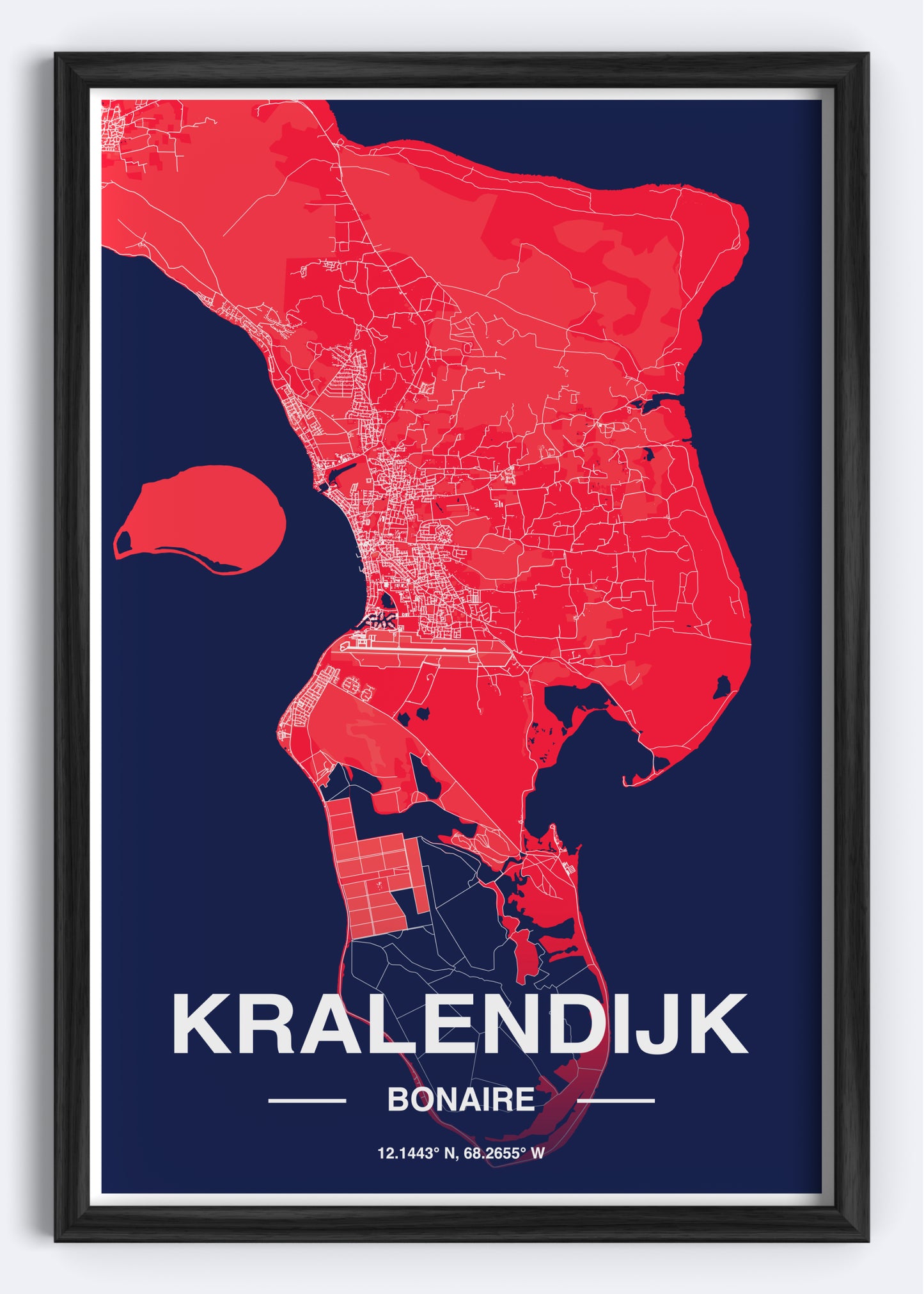 Bonaire - Kranlendijk Map Art Wall Print