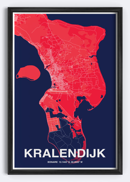 Bonaire - Kranlendijk Map Art Wall Print